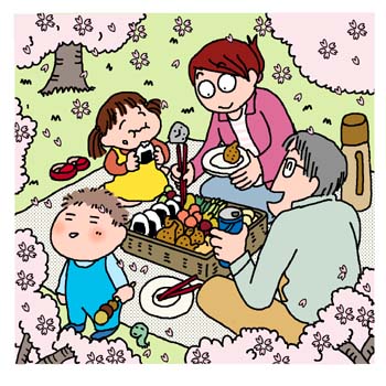 間違い探しイラスト　お花見編